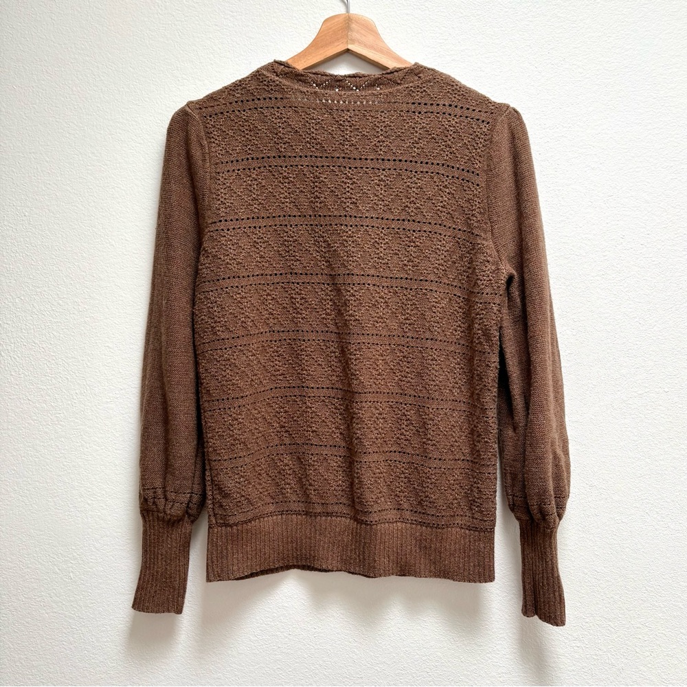 LOFT Brown Shimmer Pointelle Sweater - Picture 2 of 5